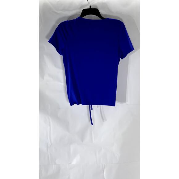 COLLECTION PIMKIE Women’s Royal Blue Cinched-Front Short Sleeve Top SZ L - Picture 2 of 10